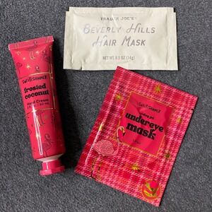 Sweet Shimmer Frosted Coconut Hand Cream, Under Eye Mask, Trader Joe's Hair Mask